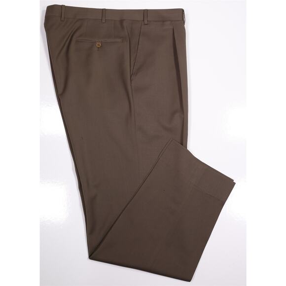 Canali 1934 Solid Brown Pleated Wool Dress Pants Trousers Current 38x32 - Picture 1 of 9